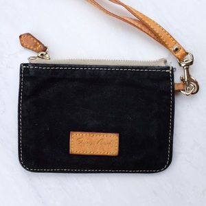 Dooney & Burke Black Suede Leather Wristlet Wallet